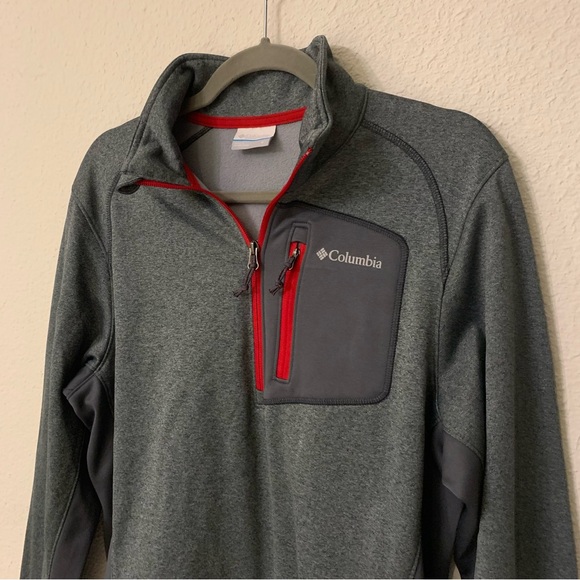 Columbia men’s small grey and red quarter zip pullover sweatshirt - Picture 2 of 5